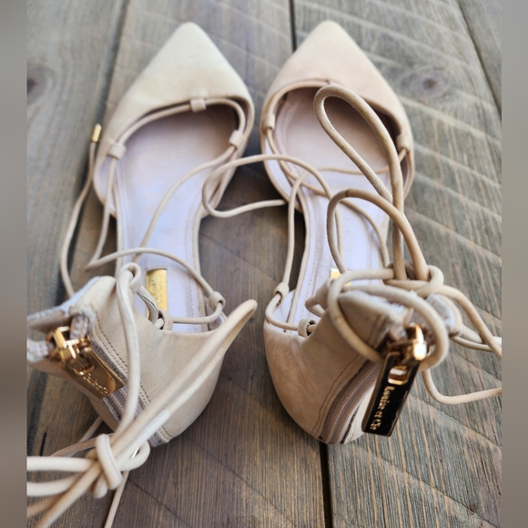 Louise Et Cie Elegant Beige Cream Lace-Up Women's Ballet Falts Shoes Sz 9 - Picture 3 of 11